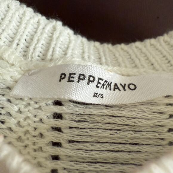 PEPPERMAYO | cream shredded High Neck sleeveless Crop sweater | XS / Small - Picture 3 of 5